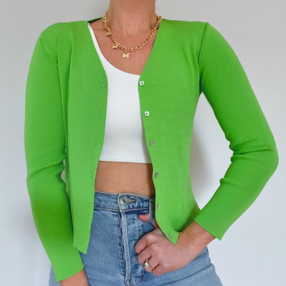 Lime Green Cardigan - Picture 4 of 8